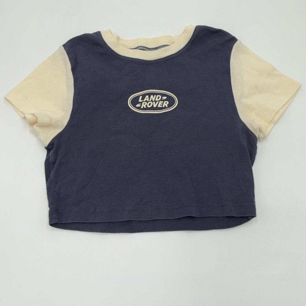 PacSun Land Rover Blue Cream Crop Top Baby Tee Y2K Size S Cotton